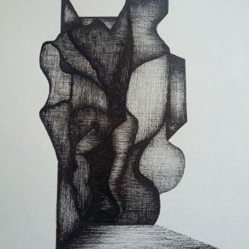 Drawing titled "Entre chien et loup" by Mag"., Original Artwork, Ink