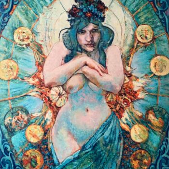 Peinture intitulée "Venus conjunction t…" par Inn Gi, Œuvre d'art originale, Huile Monté sur Châssis en bois
