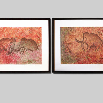 Картина под названием "Mammoths. Modular a…" - Inna Granat, Подлинное произведение искусства, Акварель