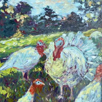 Pintura intitulada "Turkeys Monet Art r…" por Inna Kalenychenko, Obras de arte originais, Óleo