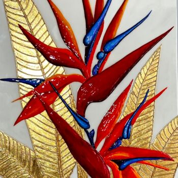Pintura intitulada "«Paradise Flower» 3…" por Inna Levchenko, Obras de arte originais, Acrílico Montado em Armação em madeira