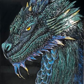 Painting titled "“Dragon” Main symbo…" by Inna Levchenko, Original Artwork, Acrylic Mounted on Wood Stretcher frame