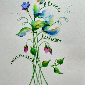 Painting titled "Flowers Original Wa…" by Inna Martynenko, Original Artwork, Watercolor