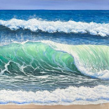 Painting titled "Wave painting Storm…" by Inna Martynenko, Original Artwork, Oil Mounted on Wood Stretcher frame