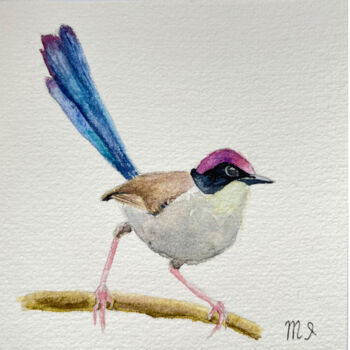 Pintura intitulada "Bird watercolor pai…" por Inna Martynenko, Obras de arte originais, Aquarela