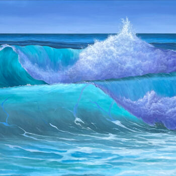 Painting titled "Gigant Wave painting" by Inna Martynenko, Original Artwork, Oil