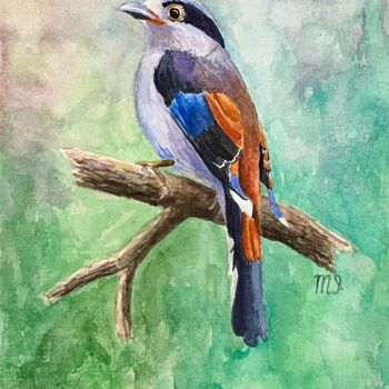Pintura intitulada "Watercolor bird pai…" por Inna Martynenko, Obras de arte originais, Aquarela