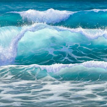 Painting titled "Wave painting 60x90…" by Inna Martynenko, Original Artwork, Oil