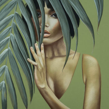 Zeichnungen mit dem Titel "Among the leaves" von Inna Medvedeva, Original-Kunstwerk, Pastell