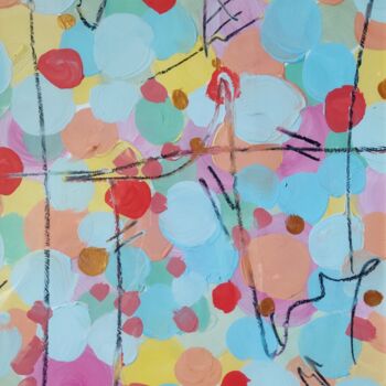 绘画 标题为“Abstract "Summer Ba…” 由Inna Novobranets, 原创艺术品, 水粉 安装在纸板上