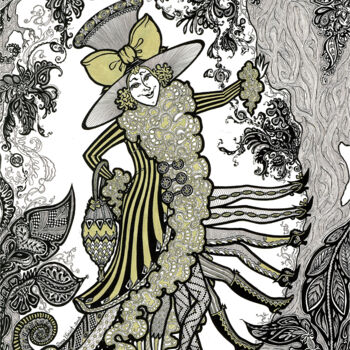"Chenille Fashionista" başlıklı Resim Inna Viriot tarafından, Orijinal sanat, Mürekkep