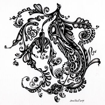 Tekening getiteld "Fleur fantastique n…" door Inna Viriot, Origineel Kunstwerk, Inkt