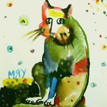 Painting titled "Miau!" by Inna Skliarevskaia, Original Artwork, Oil