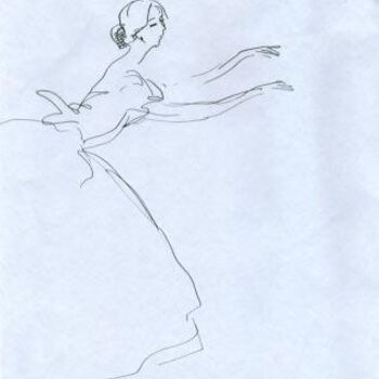 Dessin intitulée "Danseuse romantique" par Inna Skliarevskaia, Œuvre d'art originale