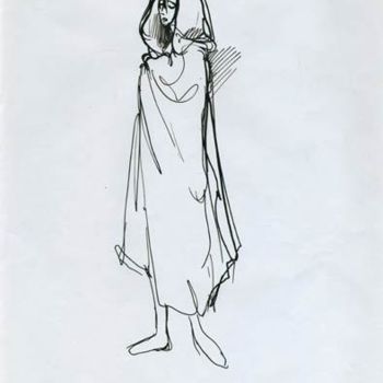 Drawing titled "Danseuse au capuchon" by Inna Skliarevskaia, Original Artwork