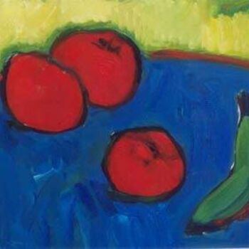 Painting titled "Pommes rouges, bana…" by Inna Skliarevskaia, Original Artwork, Oil