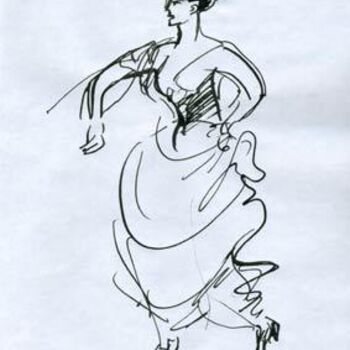 Dibujo titulada "Flamenco 9" por Inna Skliarevskaia, Obra de arte original