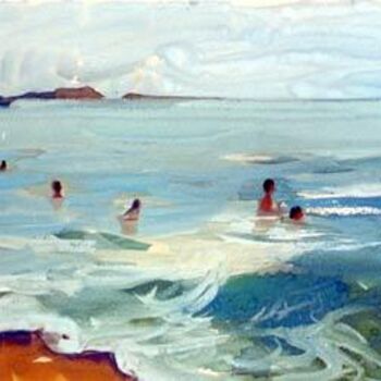 Painting titled "Baignade a Biarritz" by Inna Skliarevskaia, Original Artwork