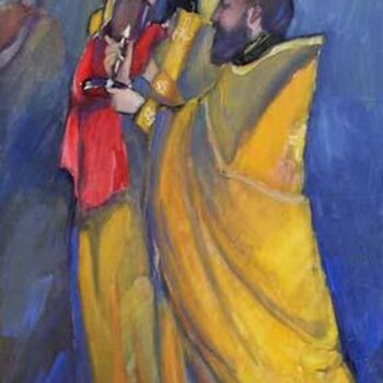 Painting titled "Communion  orthodox…" by Inna Skliarevskaia, Original Artwork, Oil