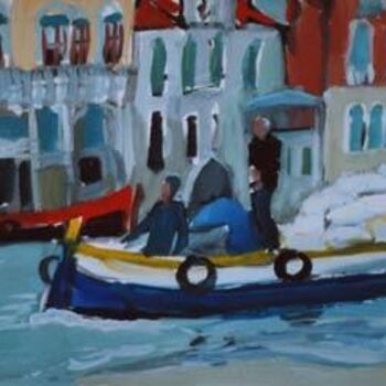 Schilderij getiteld "Venezia. Barque." door Inna Skliarevskaia, Origineel Kunstwerk, Olie