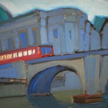 Painting titled "Berlin.Pont.Train" by Inna Skliarevskaia, Original Artwork