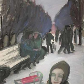 Peinture intitulée "sur le boulevard" par Inna Skliarevskaia, Œuvre d'art originale