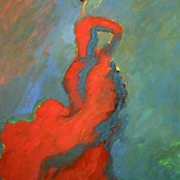 Painting titled "Flamenco. Le rouge…" by Inna Skliarevskaia, Original Artwork, Oil