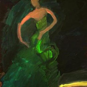 Painting titled "Flamenco. Le vert s…" by Inna Skliarevskaia, Original Artwork, Oil
