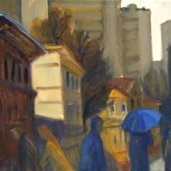 Peinture intitulée "Le paraplui bleu (S…" par Inna Skliarevskaia, Œuvre d'art originale