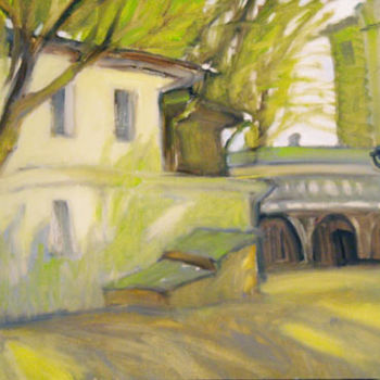 Schilderij getiteld "La cour en vert." door Inna Skliarevskaia, Origineel Kunstwerk