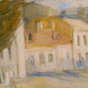 Painting titled "La rue en blanc." by Inna Skliarevskaia, Original Artwork