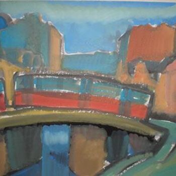Painting titled "Tramway sur le pont" by Inna Skliarevskaia, Original Artwork