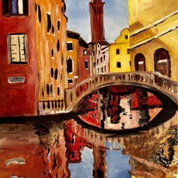Painting titled "Venice bridge" by Inna Montano, Original Artwork, Acrylic
