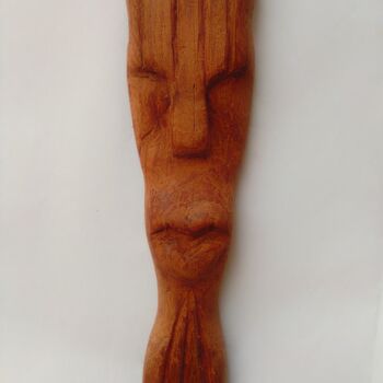 Sculpture titled "Masque bantou" by Innocent Nolla Makon, Original Artwork, Wood