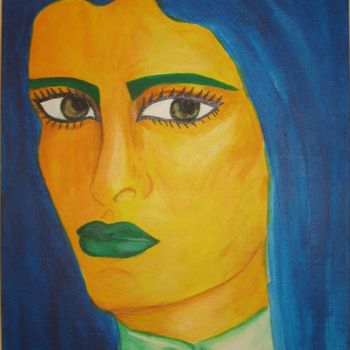 Painting titled "Portrait 1-vert" by Innox, Original Artwork, Acrylic