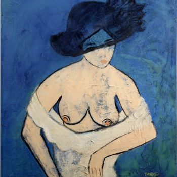 Painting titled "La fille au chapeau" by Innox, Original Artwork, Acrylic