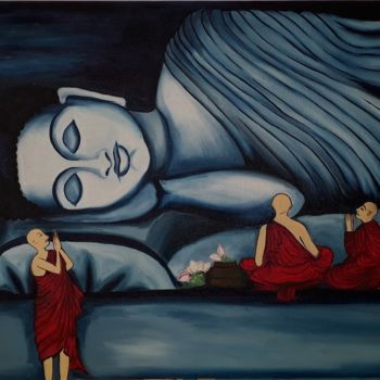 Painting titled "Sleeping Buddha" by Madhuri Roy, Original Artwork, Oil
