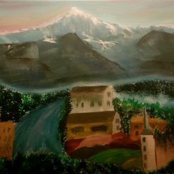 Painting titled "Entre Ville et Mont…" by Anne-Flore De Carden, Original Artwork, Gouache