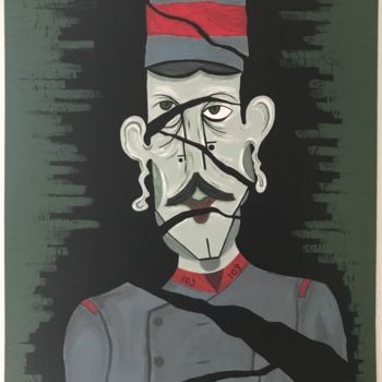 Malerei mit dem Titel "Gueule cassée" von David Josset, Original-Kunstwerk, Acryl