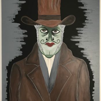Pittura intitolato "L’homme au chapeau" da David Josset, Opera d'arte originale, Acrilico