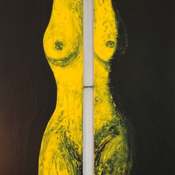 Malerei mit dem Titel "La discrète" von David Josset, Original-Kunstwerk, Acryl