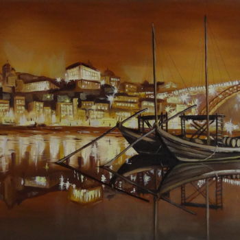 Pintura intitulada ""Barcos rabelos"" por Helena Golion, Obras de arte originais, Óleo