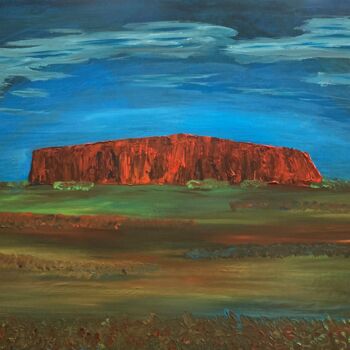Картина под названием "Mont Uluru" - Philippe Collinet, Подлинное произведение искусства, Акрил Установлен на Деревянная рам…