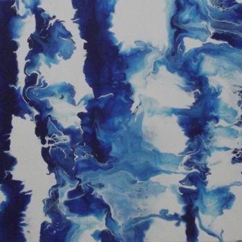 Painting titled "blanc bleu" by J.P Peintre Intuitionniste, Original Artwork, Acrylic