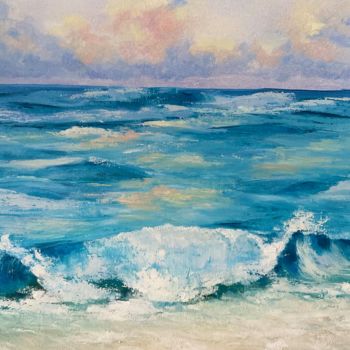 Картина под названием "Sunrise at Sea" - Iryna Nuhimovich, Подлинное произведение искусства, Масло Установлен на Деревянная…