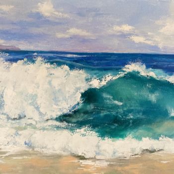 Painting titled "Wave" by Iryna Nuhimovich, Original Artwork, Oil Mounted on Wood Stretcher frame