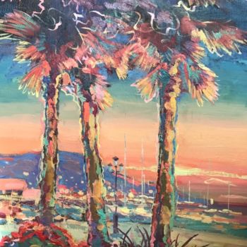 Картина под названием "Yalta sunset" - Ivan Kulikov, Подлинное произведение искусства, Масло