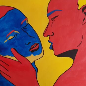 Peinture intitulée "Les deux hommes" par Iny Ink, Œuvre d'art originale, Acrylique