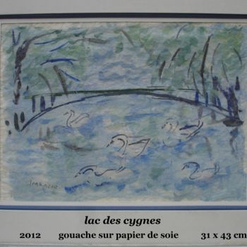 Painting titled "lac-des-cygnes.jpg" by Ioana, Original Artwork, Gouache