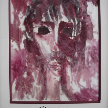 Malerei mit dem Titel "tête rouge" von Ioana, Original-Kunstwerk, Gouache